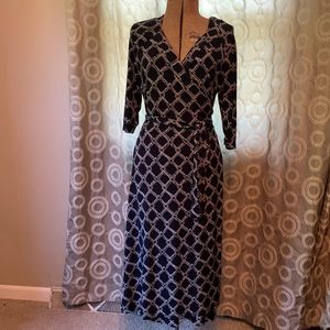 Merona Wrap Dress Navy Geo Mid Sleeve length Size XL